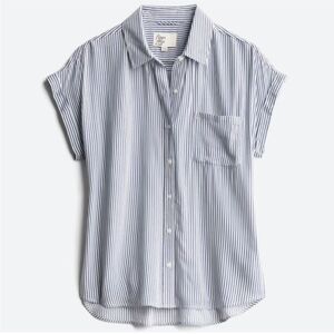 Cosmic Blue Love Button Up Shirt - Navy Stripe